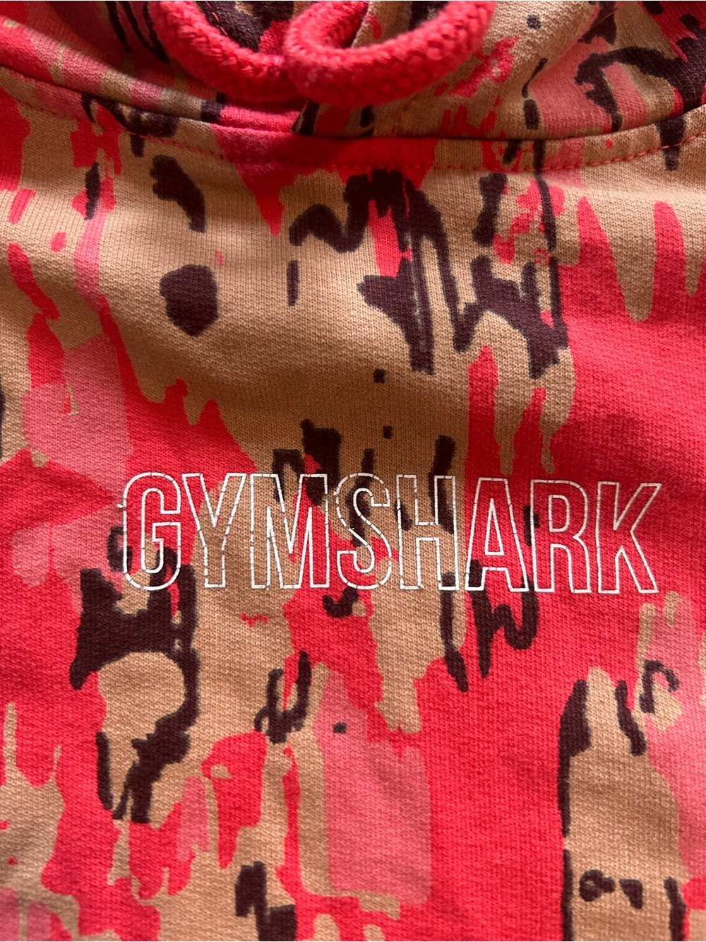 Gymshark Women’s Red and Pink Camo Sweatshirt Hoodie S